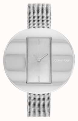 Calvin Klein Sculptural Silver Rectangular Dial | Steel Mesh Bracelet 25200016