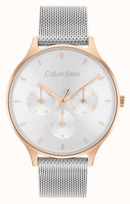 Calvin Klein Multifunction Dual Tone Day and Date Watch Stainless Steel Mesh Strap 25200106
