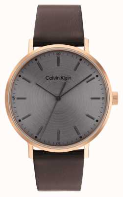 Calvin Klein Men's Sunray Grey Dial | Brown Leather Strap 25200051