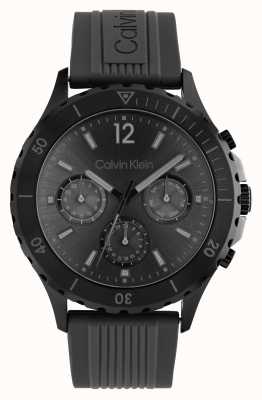 Calvin Klein Men's Chronograph Blackout Watch Black Silicone Strap 25200118