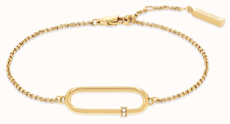 Calvin Klein Ladies Bracelet Gold coloured Stainless Steel Oval CZ 35000184
