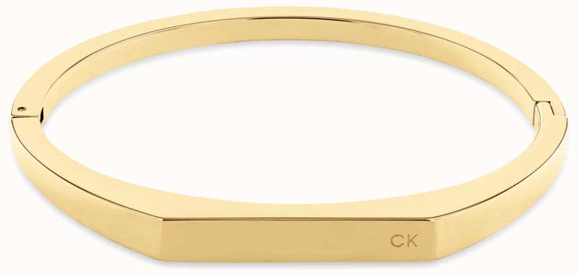 Calvin Klein Ladies Bangle Gold Tone Logo Detail Levered Closure 35000046