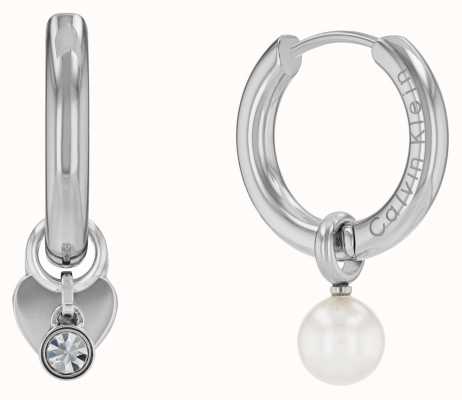 Calvin Klein Ladies Stainless Steel Hoop Earrings with Three Charm Set 35700001