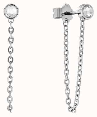Calvin Klein Ladies Stainless Steel Crystal Set Drop Chain Earrings 35000107