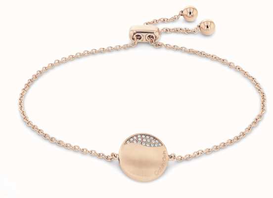 Calvin Klein Ladies Rose Gold Tone Crystal Set Bracelet 35000136