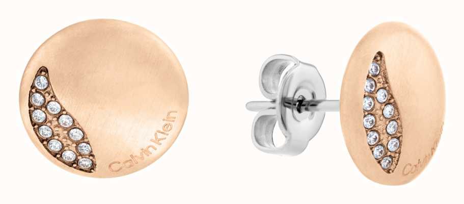 Calvin Klein Ladies Rose Gold Tone Crystal Set Stud Earrings 35000139