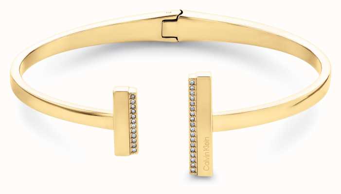 Calvin Klein Ladies Linear Hinged Gold Stainless Steel Bangle 35000161