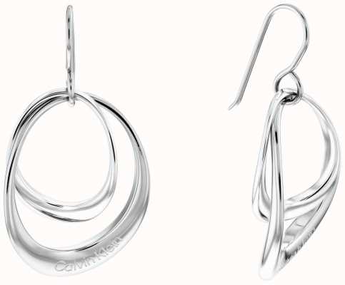 Calvin Klein Ladies Silver Coloured Interlocking Circle Drop Earrings 35000004