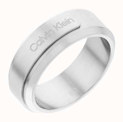 Calvin Klein Iconic ID Minimalist Stainless Steel Band Ring (Size 60) 35000190F