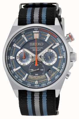 Seiko Men's Chronograph Blue Dial NATO Strap Watch SSB409P1
