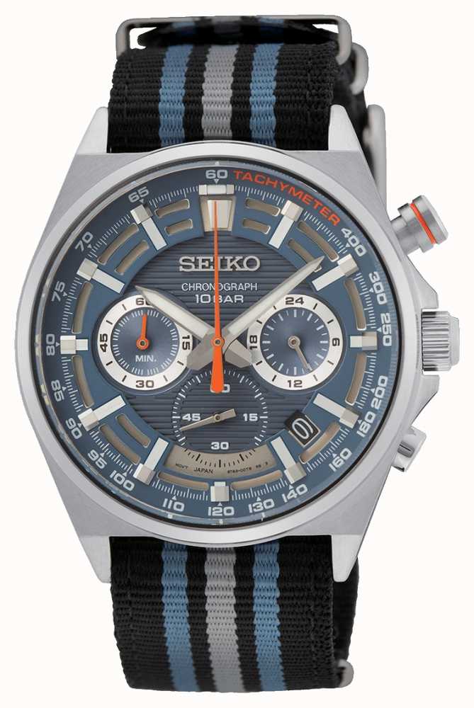 Seiko chronograph blue on sale dial