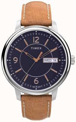 Timex Chicago Blue Dial Brown Leather Strap TW2V29000
