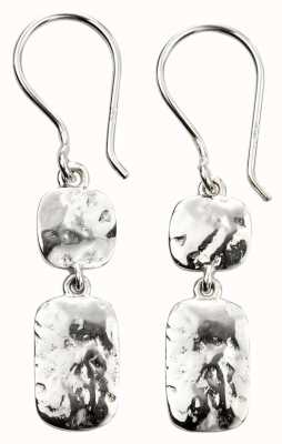 Elements Silver Hammered Double Drop Earrings E5773