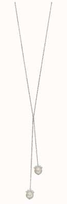 Elements Silver White Freshwater Pearl and Cubic Zirconia Lariat Necklace 80cm N4288W