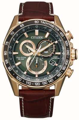Citizen GENTS ECO-DRIVE PERPETUAL CHRONO A.T Brown Leather Strap CB5919-00X