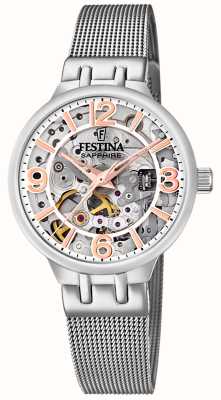 Festina Ladies Skeleton Automatic Watch W/ Mesh Bracelet F20579/1  -  EX-DISPLAY