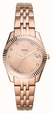 Fossil Women's Scarlette Mini | Rose Gold Dial | Crystal Set | Rose Gold Stainless Steel Bracelet ES4898