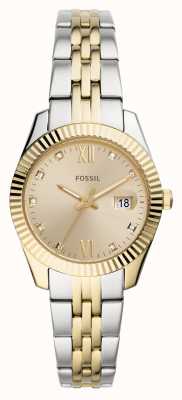 Fossil Women's Scarlette Mini | Gold Dial | Two Tone Stainless Steel Bracelet ES4949