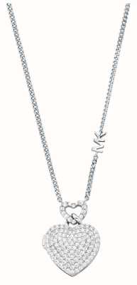 Michael Kors Women's Sterling Silver Cubic Zirconia Heart Locket Pendant Necklace MKC1566AN040