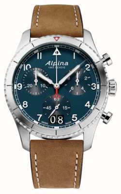 Alpina Startimer Pilot | Chronograph | Blue Dial | Brown Leather AL-372NW4S26