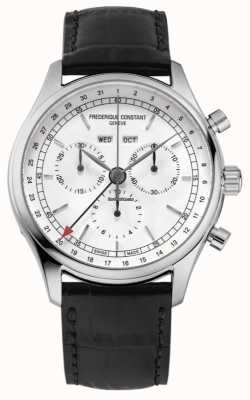 Frederique Constant Classic Chronograph | White Dial | Black Leather Strap FC-296SW5B6