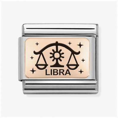Nomination Classic Libra Zodiac Link Steel And 9ct Rose Gold 430112/07