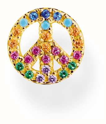 Thomas Sabo Charming Peace | Single Stud | Rainbow Crystal Set Gold Plated Peace Sign H2218-488-7
