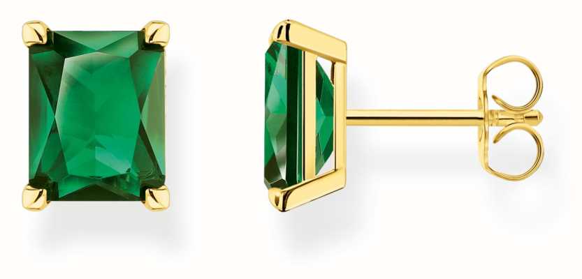 Thomas Sabo Rainbow Heritage | Gold Plated Sterling Silver | Green Gemstone | Stud Earrings H2201-472-6