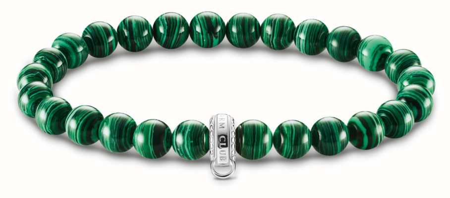 Thomas Sabo Charm Bracelets | Green Beaded Bracelet with Charm Carrier X0284-475-6-L15