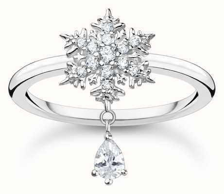 Thomas Sabo Polar World Snowflake Drop Ring | Sterling Silver | Crystal Set TR2414-051-14-56