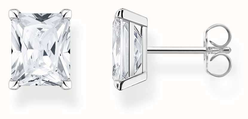 Thomas Sabo Sterling Silver | White Rectangular Gemstone | Stud Earrings H2201-051-14